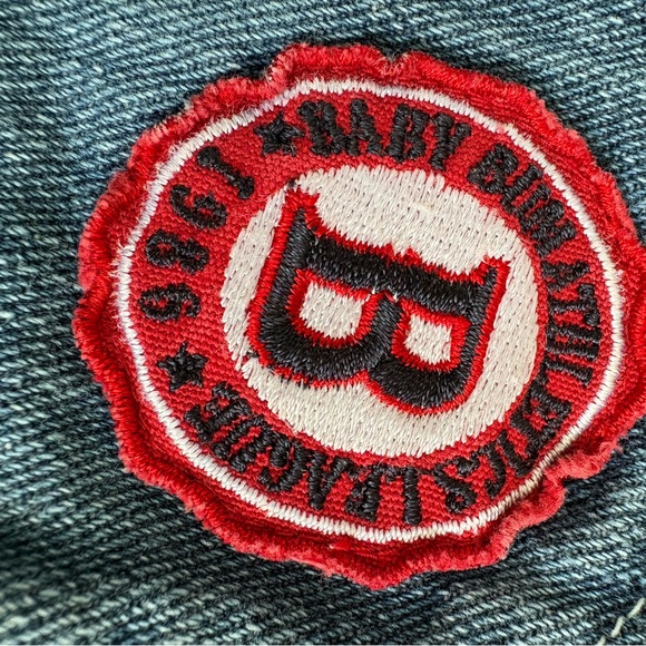 Vintage B.U.M. Equipment Baby Denim Overalls | 6M | Red Lined | Retro Patch - Picture 2 of 5